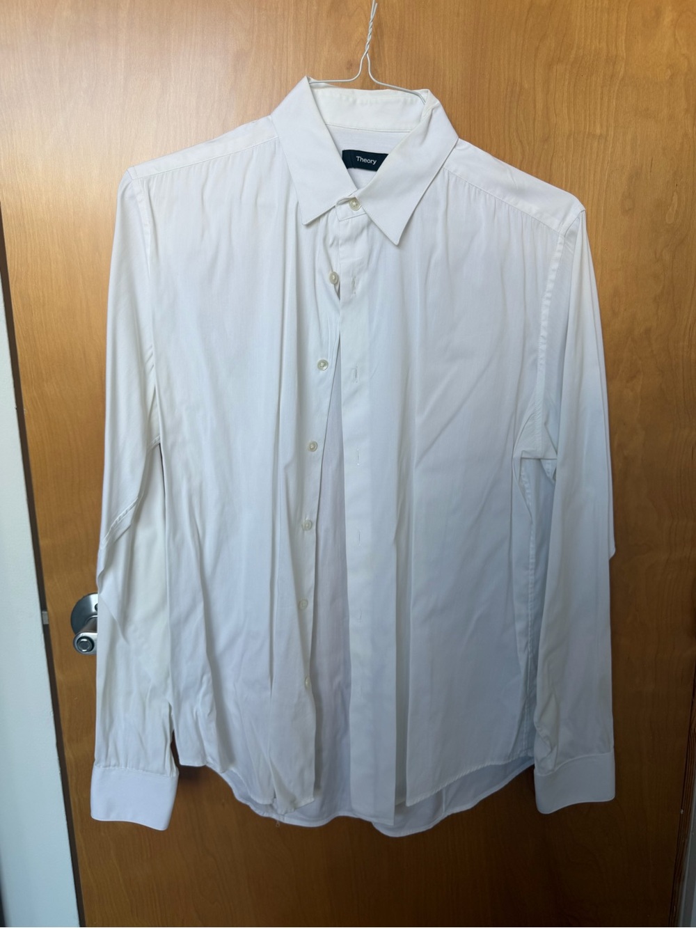 Theory Men's Medium White Button-Down Dress Shirt